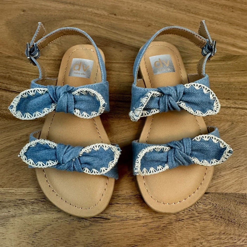 New Little Kids Dolce Vita Caicey Blue Denim Ankle Strap Sandals Size 10 C